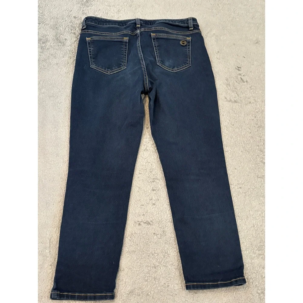 Michael Kors Izzy Cropped Skinny Jeans Dark Wash Blue Denim Womens Size 10